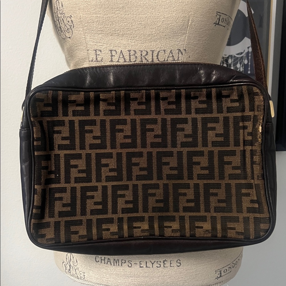 Vintage Fendi Brown FF Monogram Shoulder Bag - Picture 6 of 14